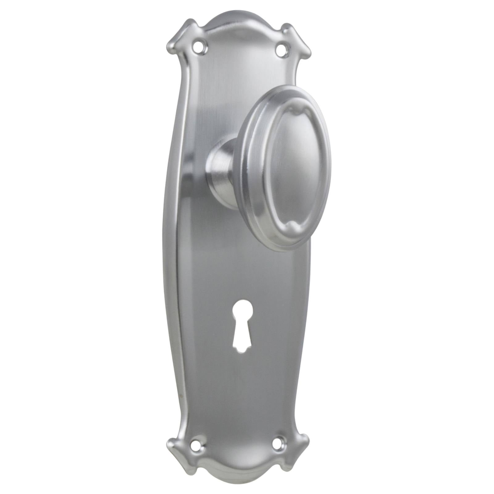 Bungalow Knob Lock Set, Satin Chrome