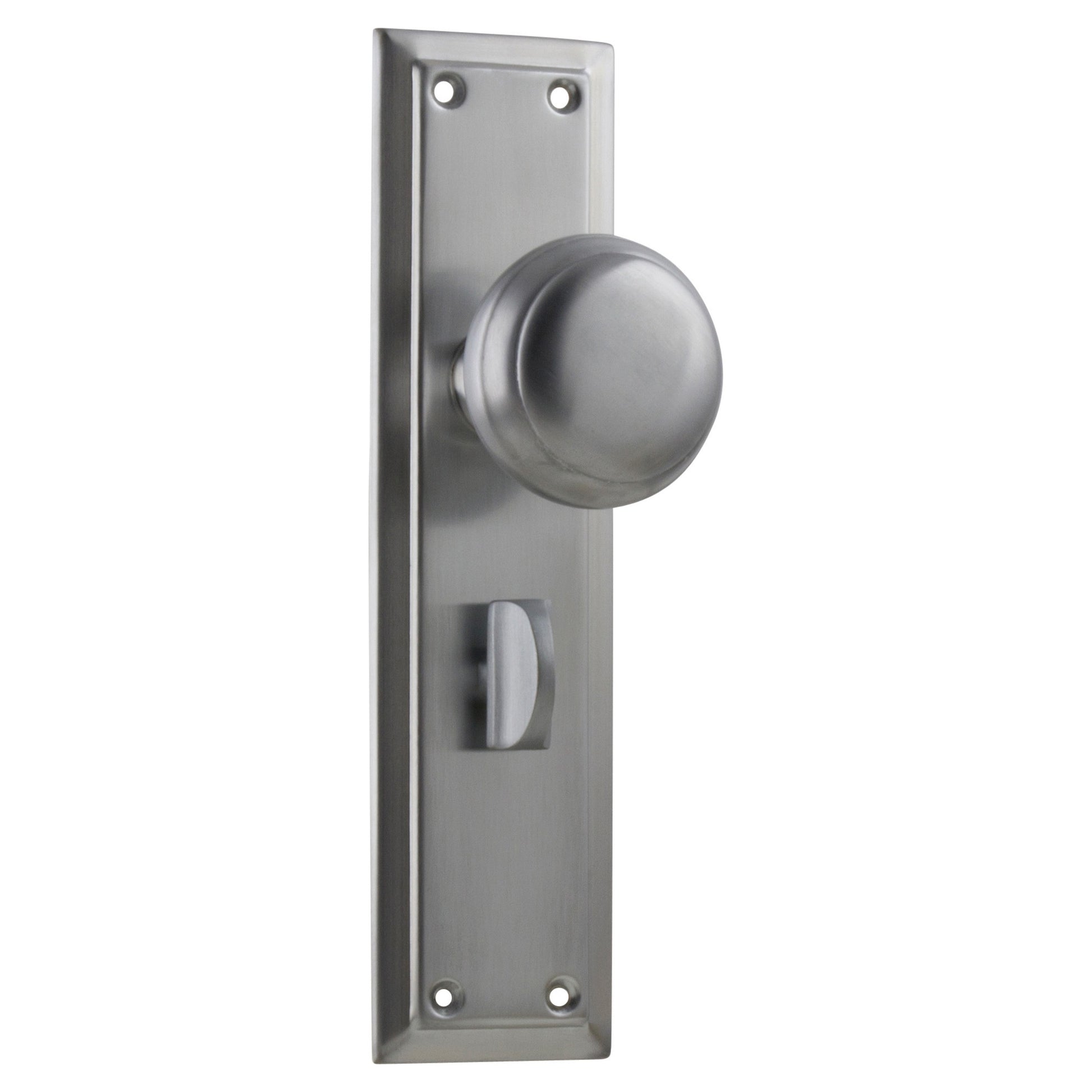 Richmond Door Knob Long Backplate, Satin Chrome