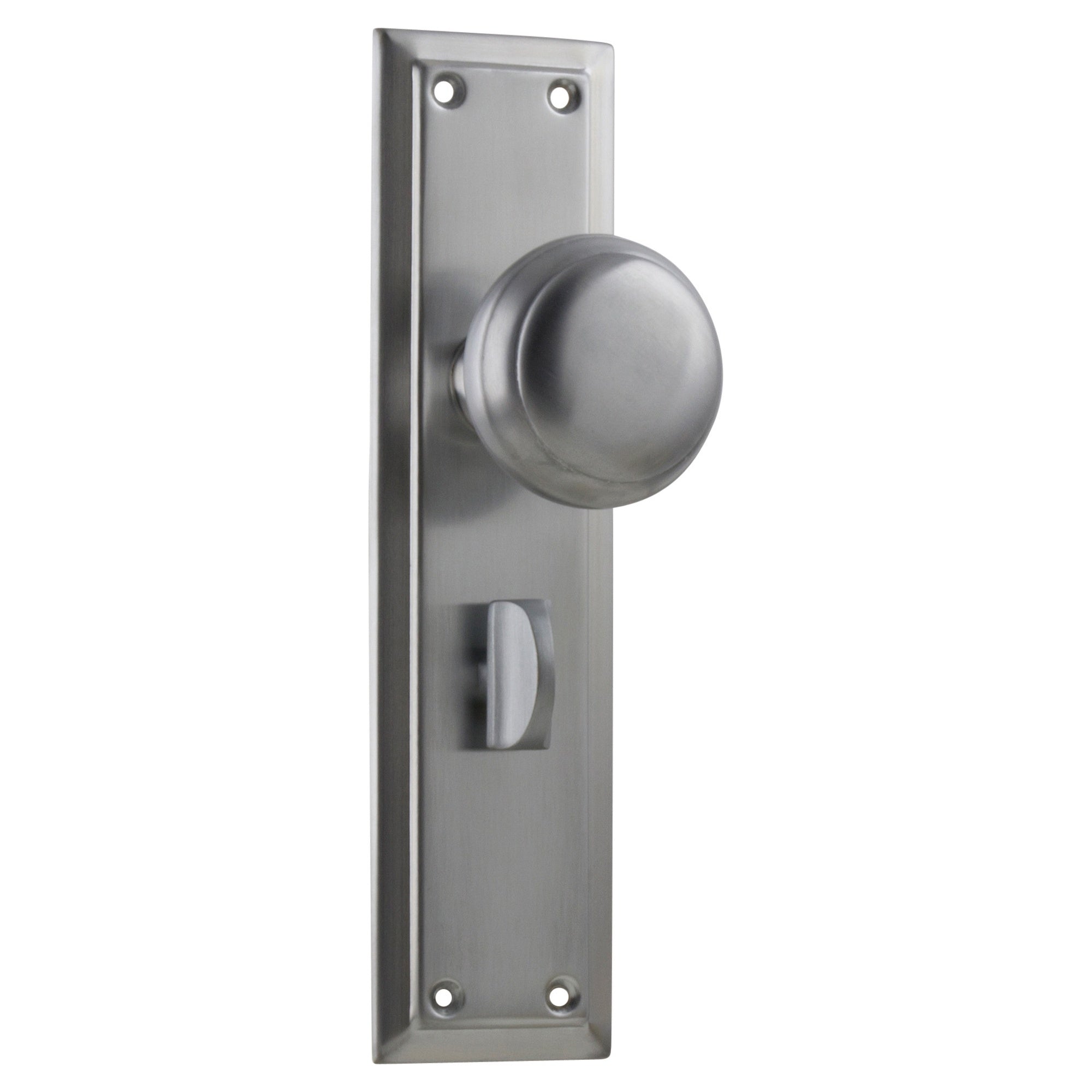 Richmond Door Knob Long Backplate, Satin Chrome