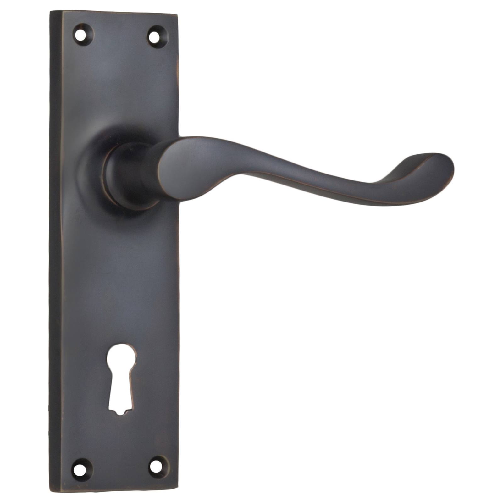 Victorian Lever Lock Set, Antique Copper