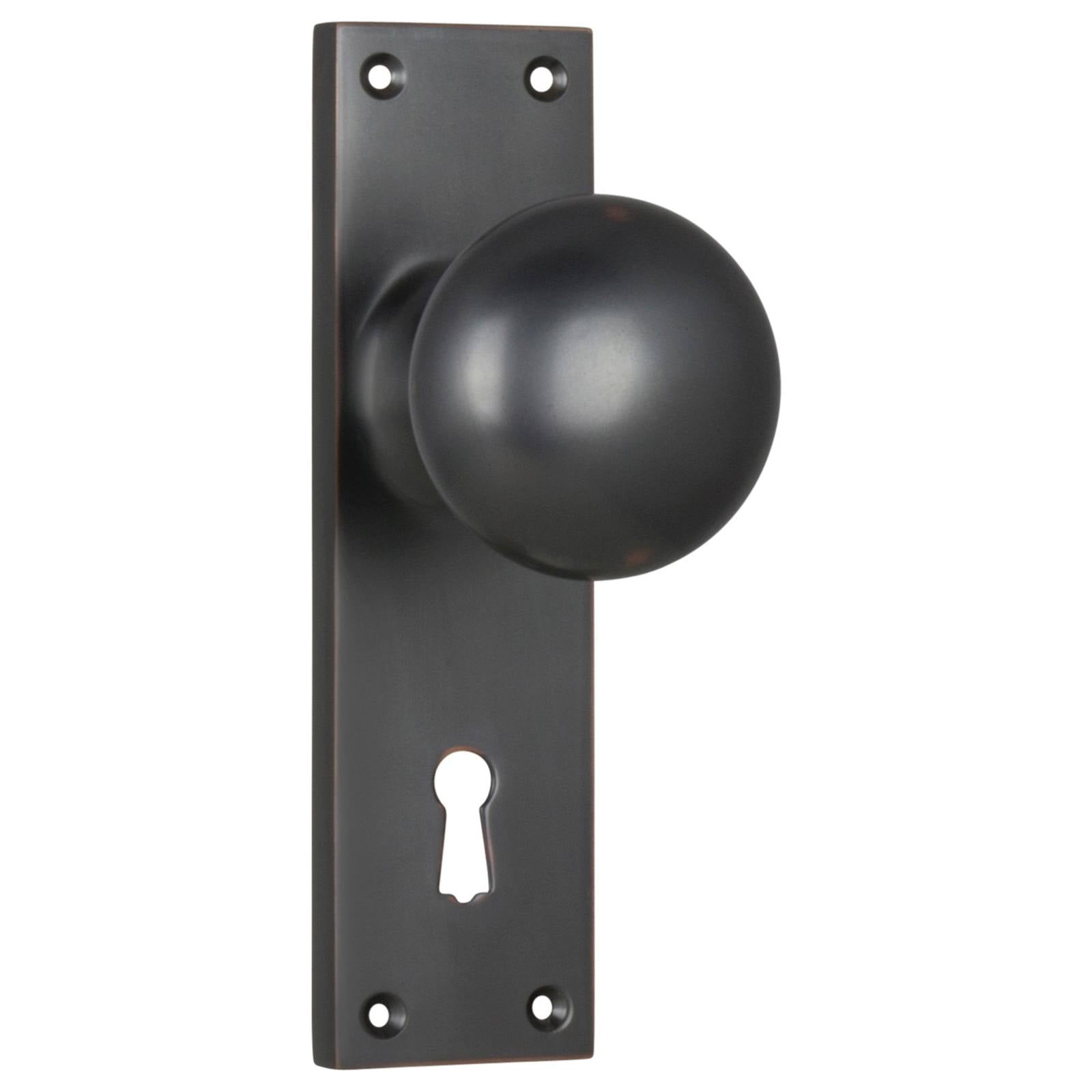 Victorian Knob Lock Set, Antique Copper