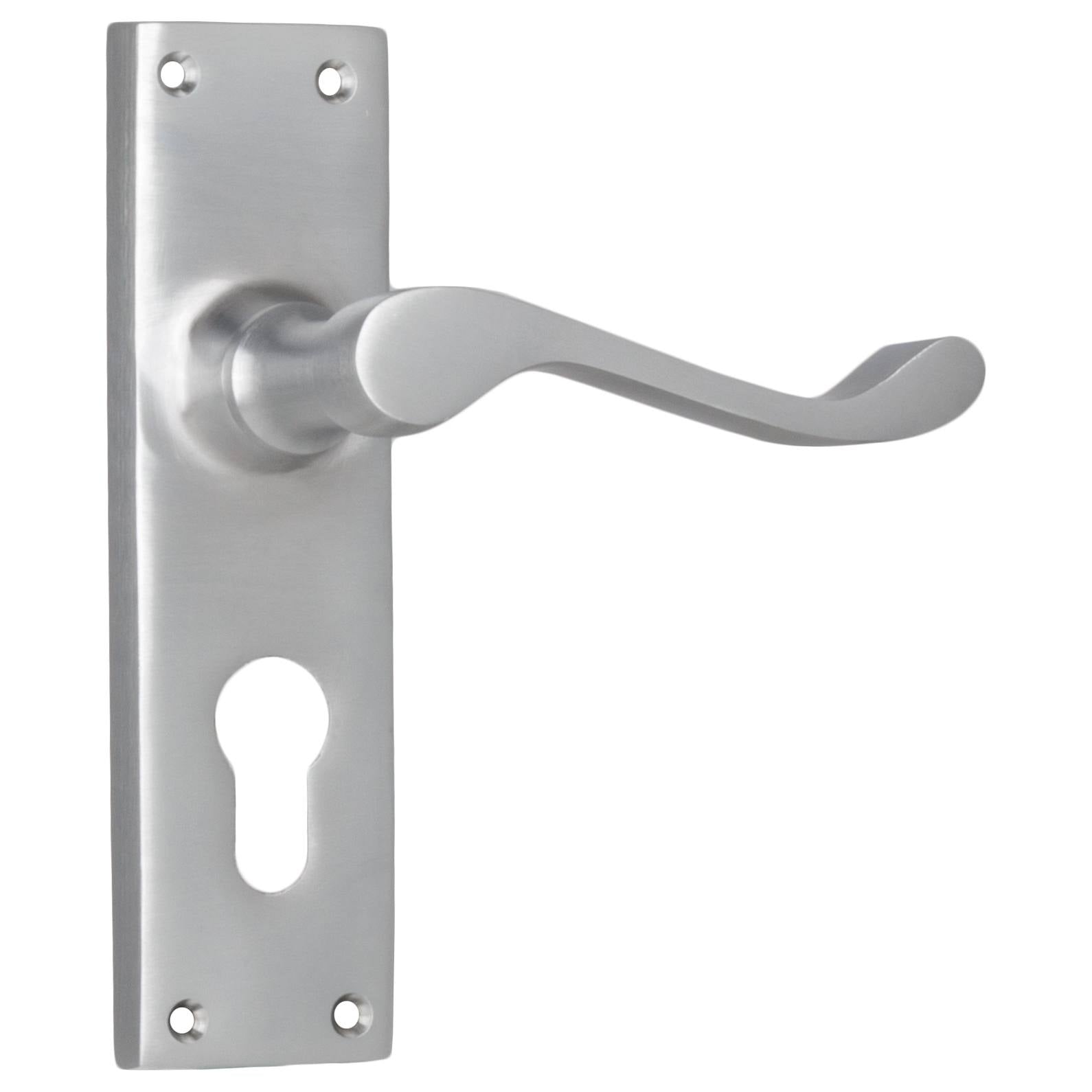 Victorian Euro Lever Set, Satin Chrome