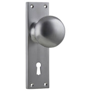 Victorian Knob Lock Set, Satin Chrome