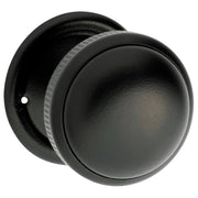 Small Milled Edge Knob on Rose Set, Matte Blk