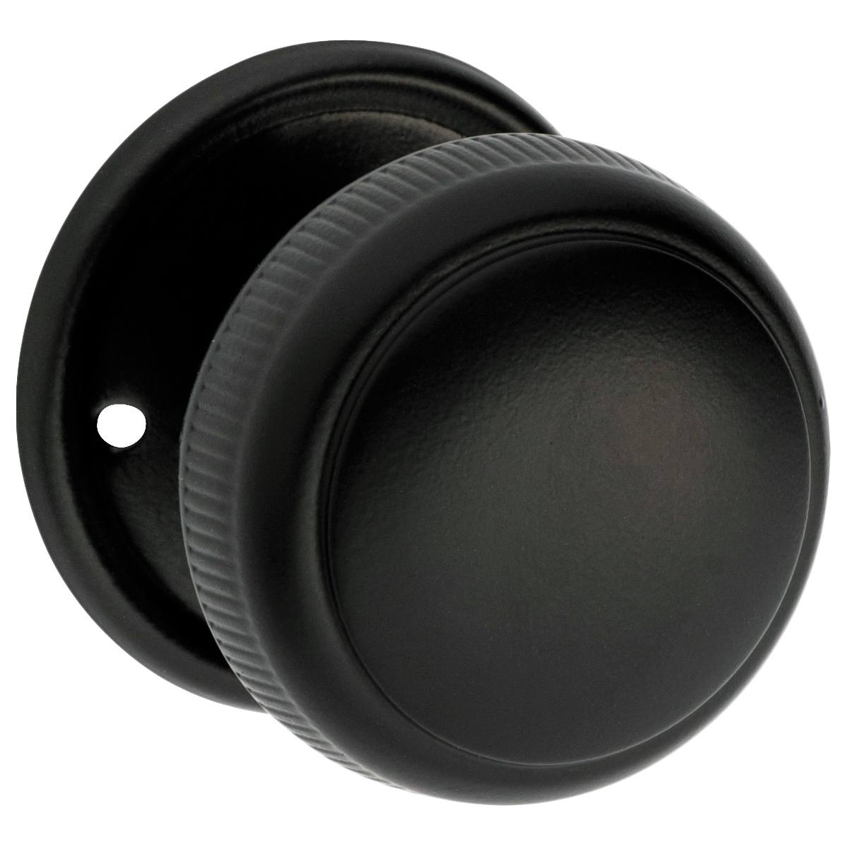 Milled Edge Knob on Rose Set, Matte Blk