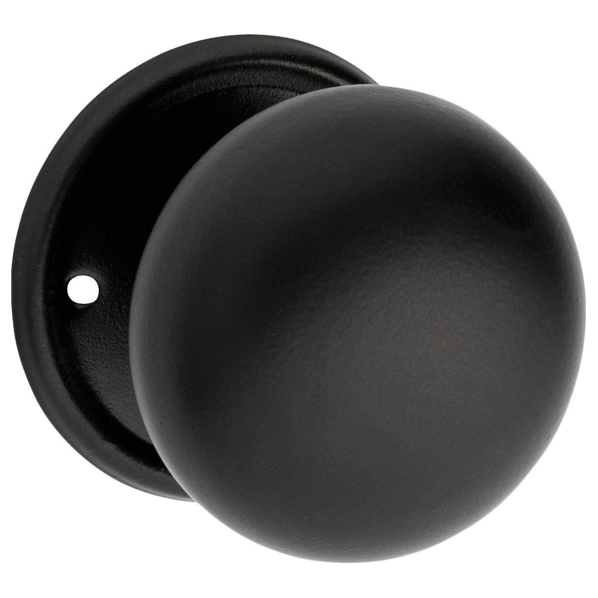 Plain Knob on Rose Set, Matte Blk
