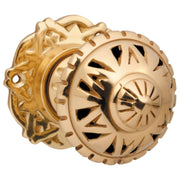Filigree Knob on Rose Set, Polished Brass