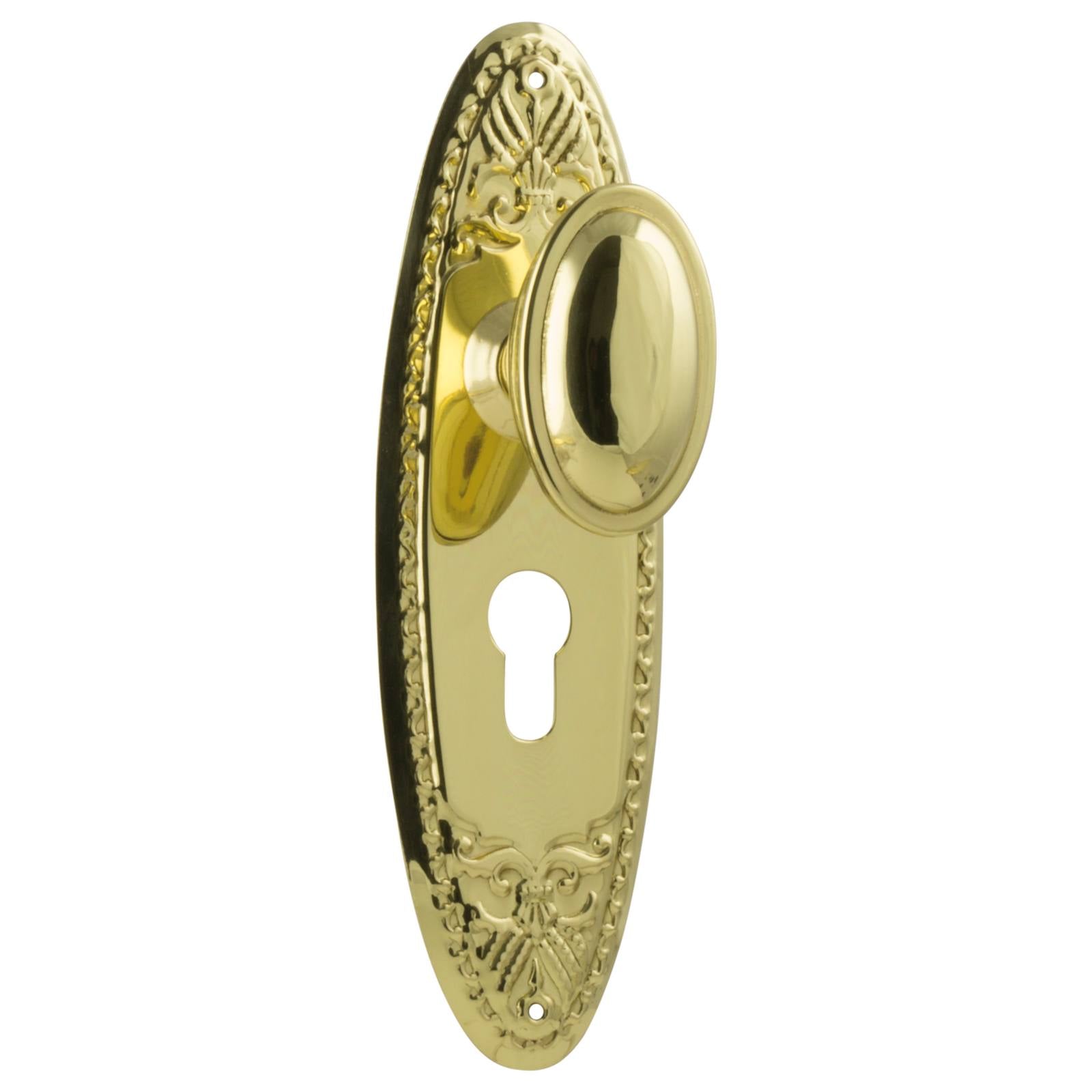 Fitzroy Euro Knob Set, Polished Brass