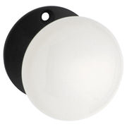 Plain Porcelain Knob on Rose Set, White/Blk Zinc, White & Matte Black Powder