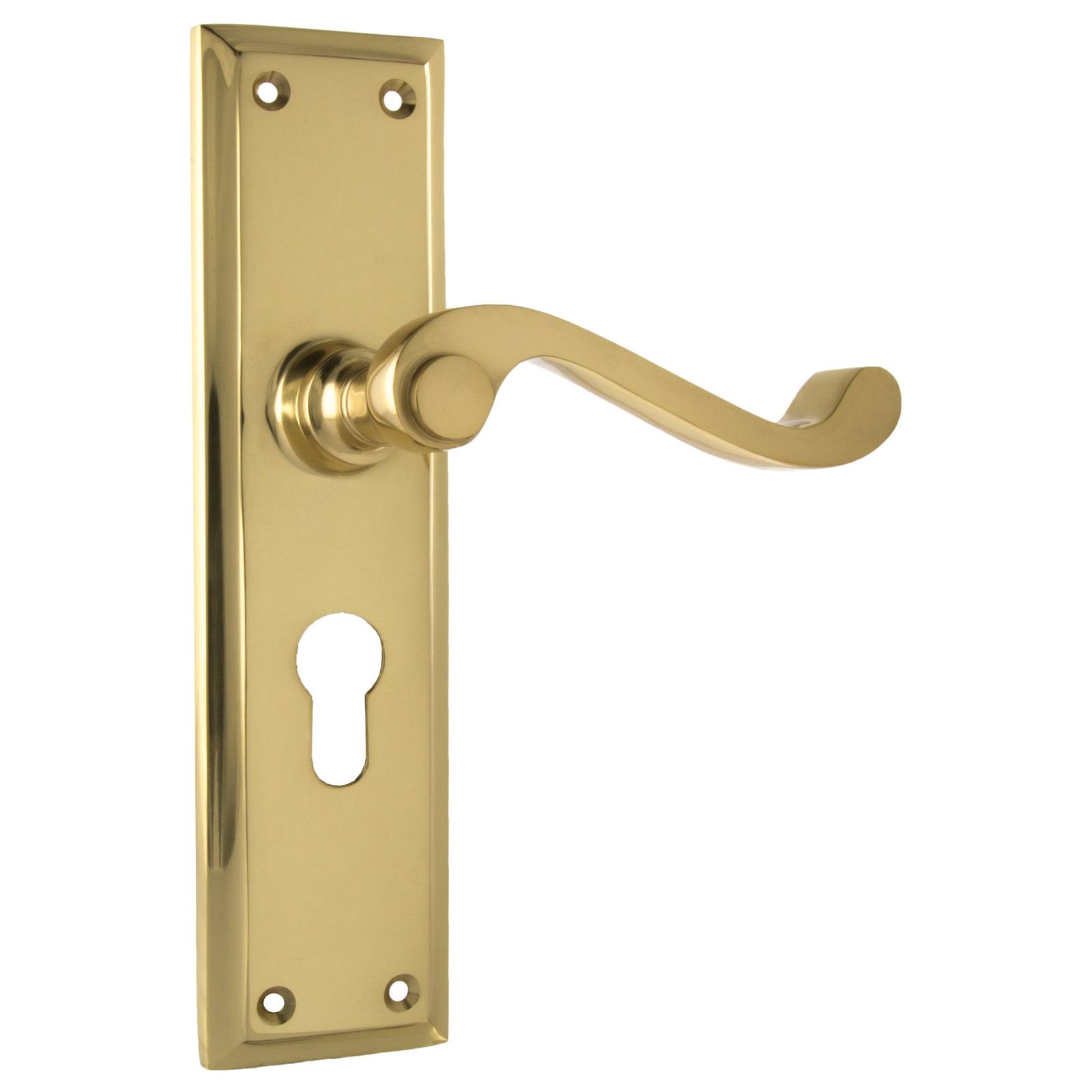 Milton Euro Lever Set, Polished Brass