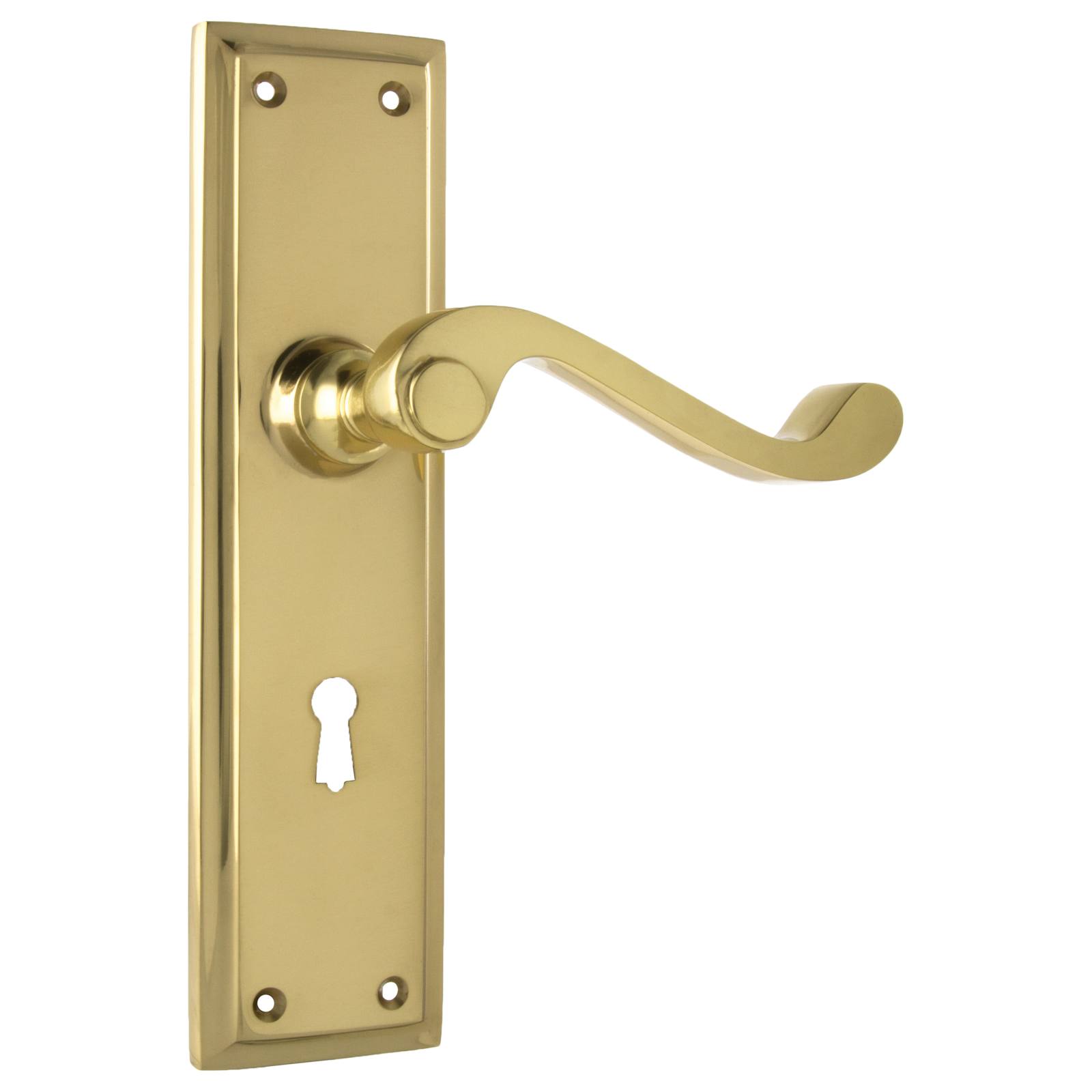 Milton Lever Lock Set, Polished Brass