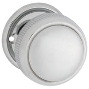 Milled Edge Knob on Rose Set, Chrome