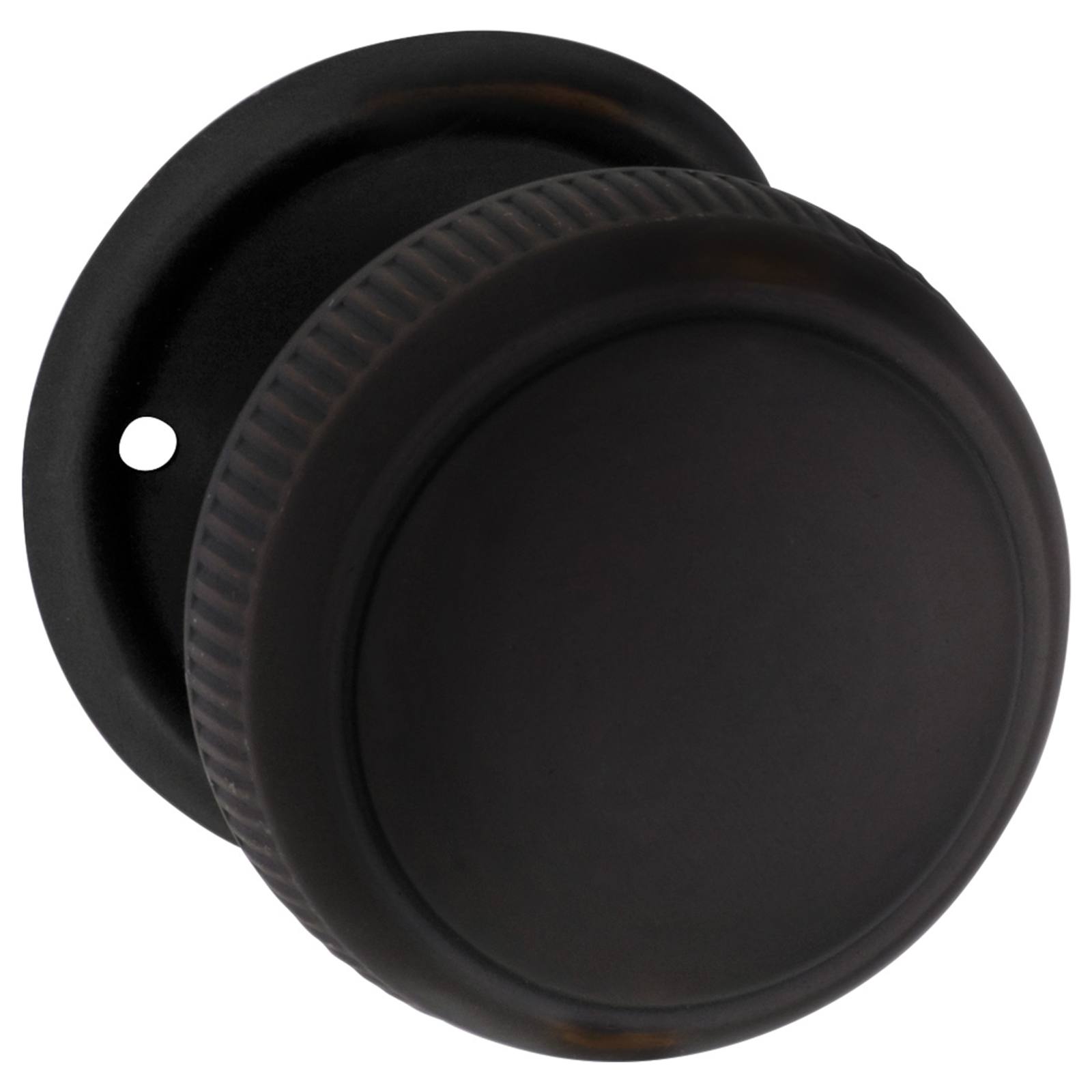 Milled Edge Knob on Rose Set, Antique Copper