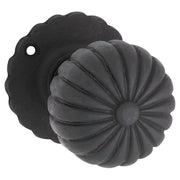 Iron Fluted Round Rose Pair Matt Black, Antique Finish