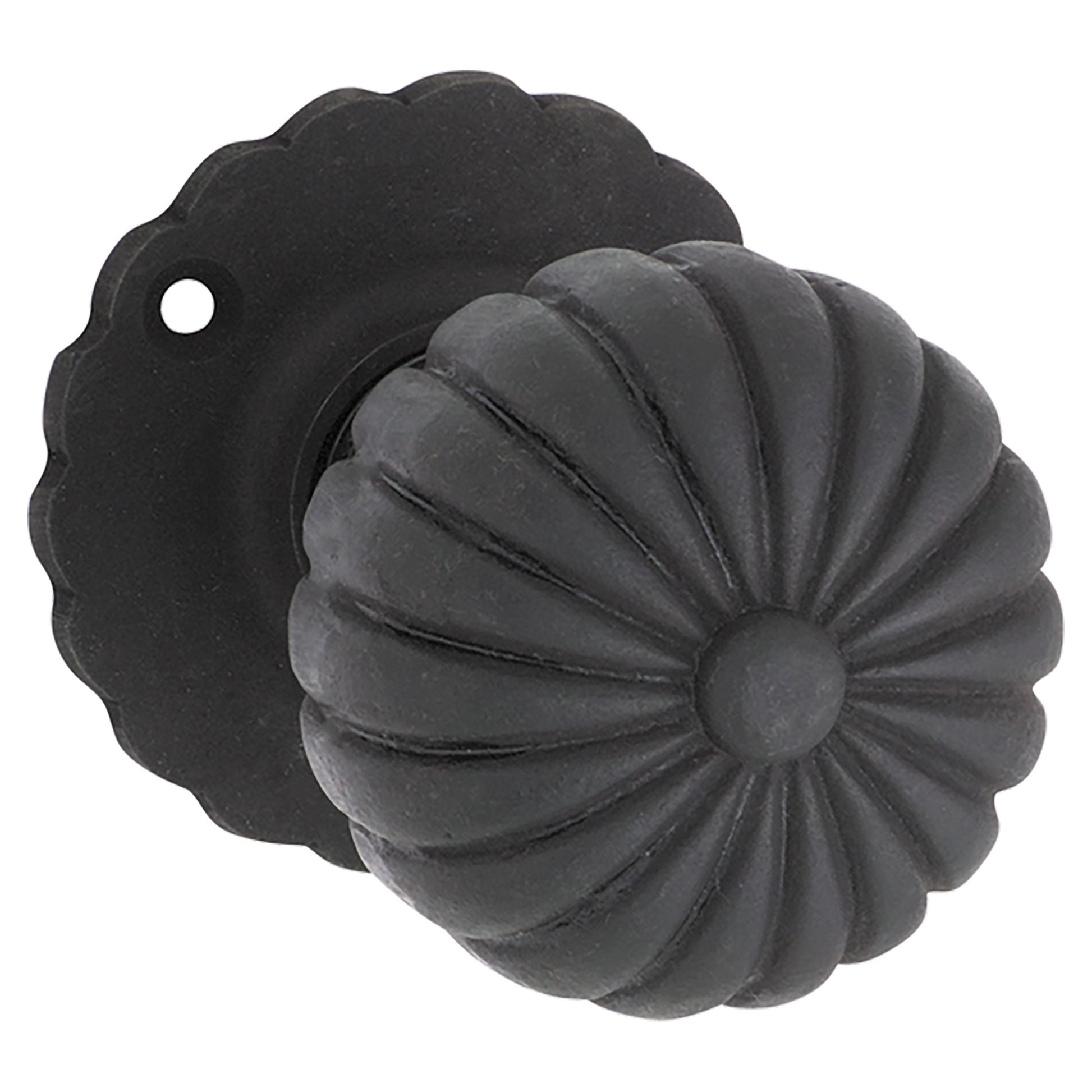 Iron Fluted Round Rose Pair Matt Black, Antique Finish