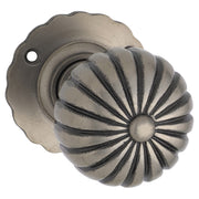 Fluted Knob on Rose Set, Polished Metal