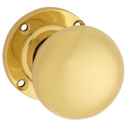 Victorian Knob on Rose Set, Polished Brass