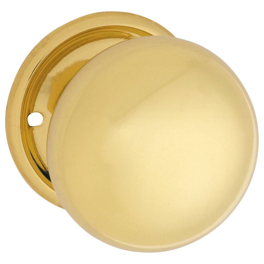 Plain Knob on Rose Set, Polished Brass