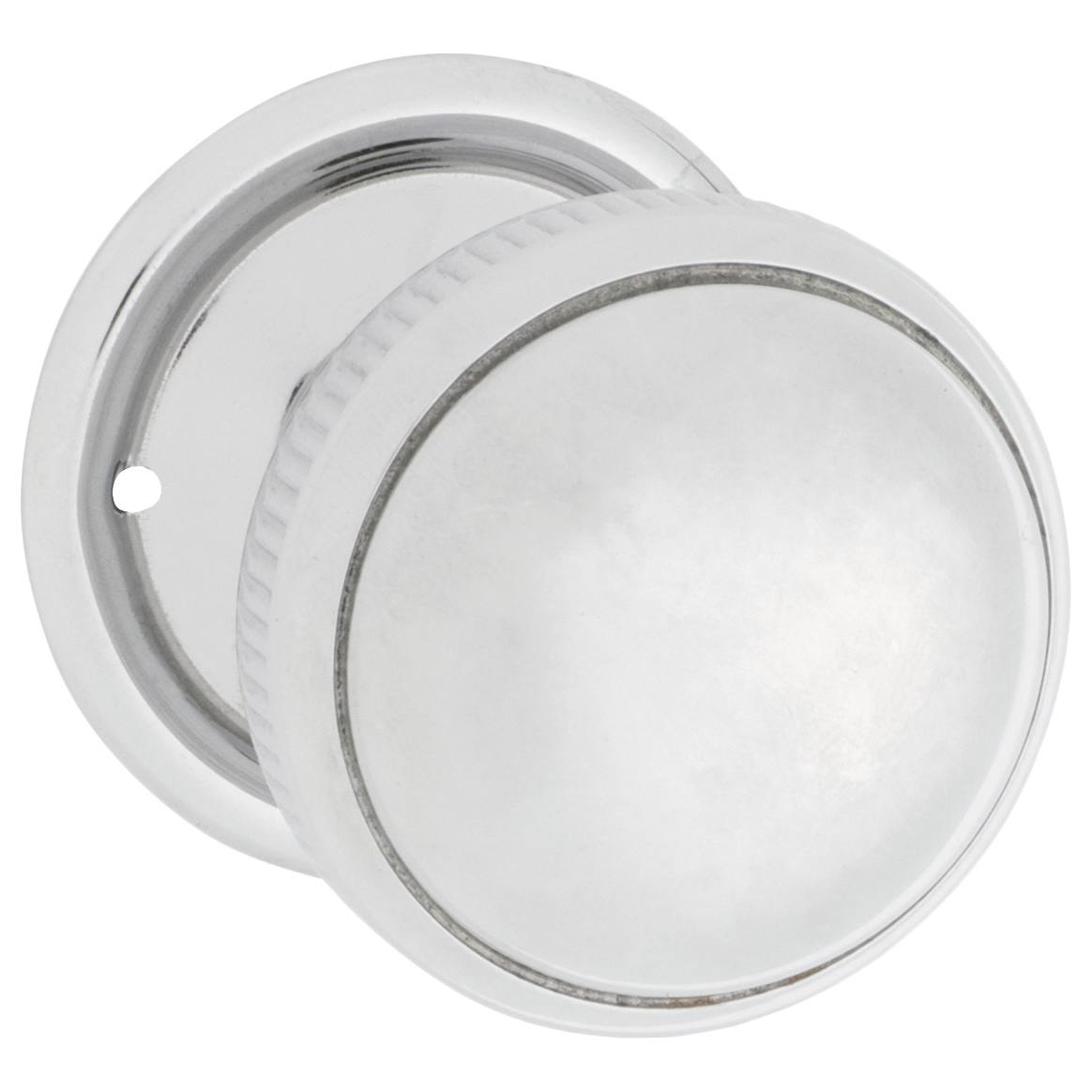 Small Milled Edge Knob on Rose Set, Chrome