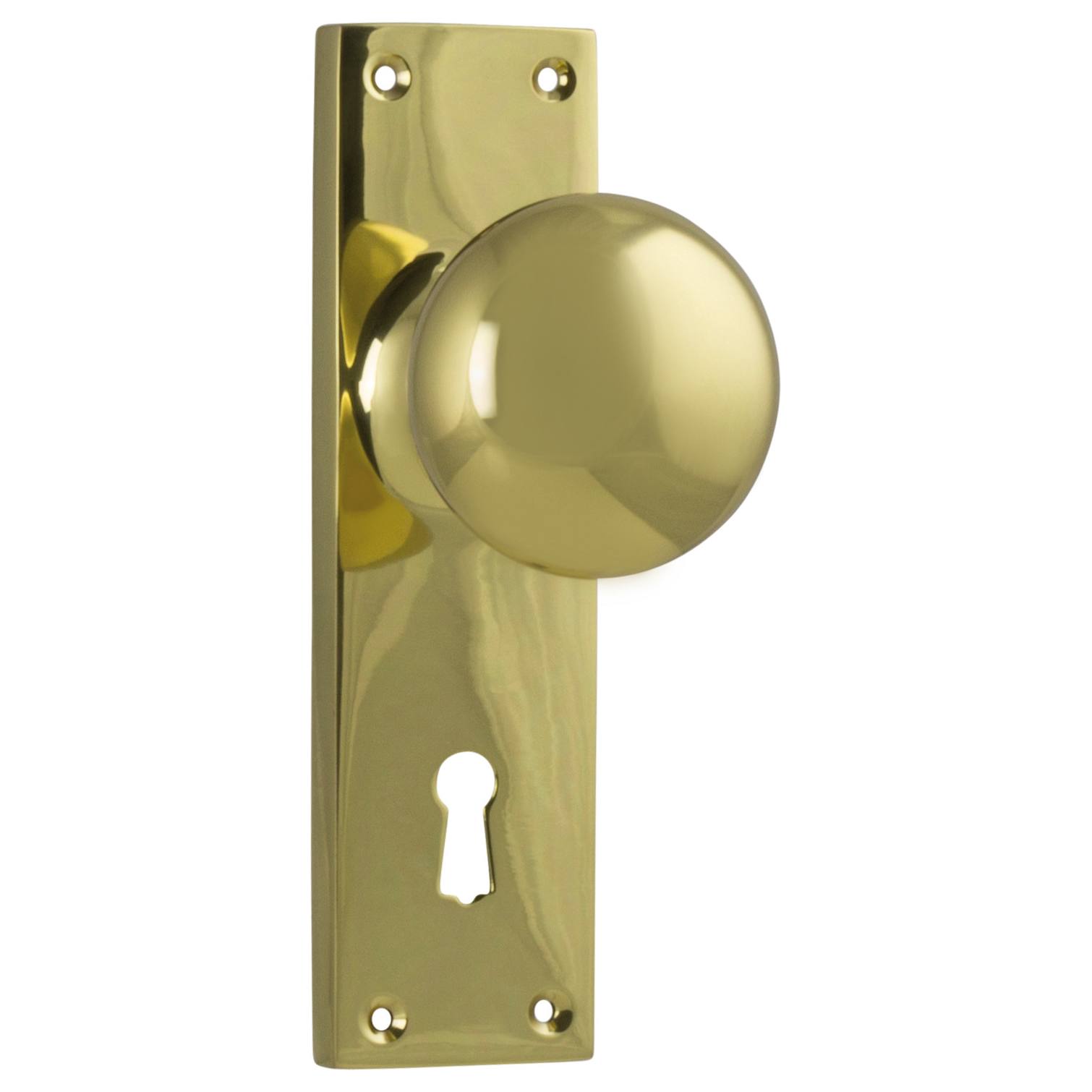 Victorian Knob Lock Set, Polished Brass