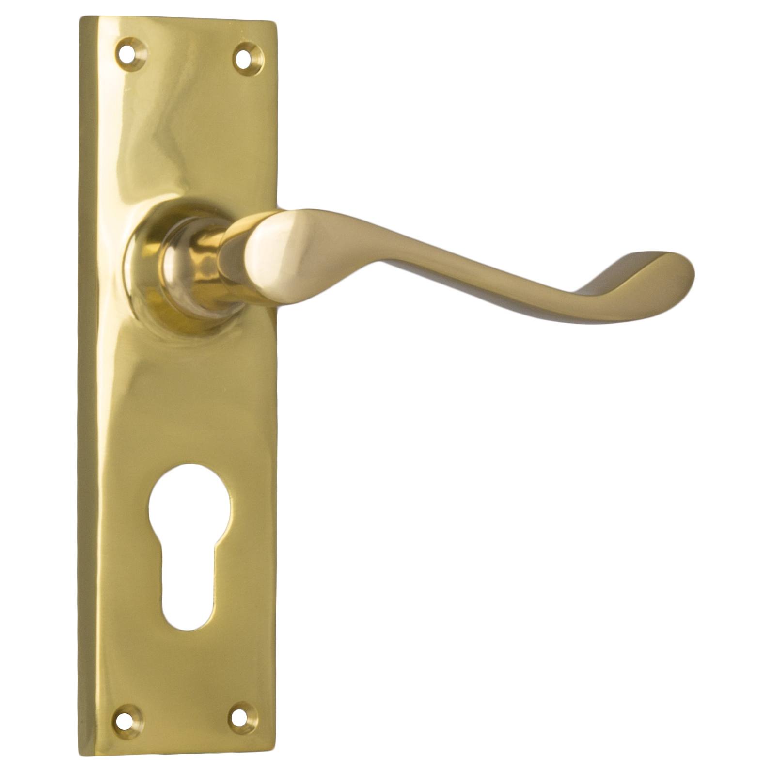 Victorian Euro Lever Set, Polished Brass