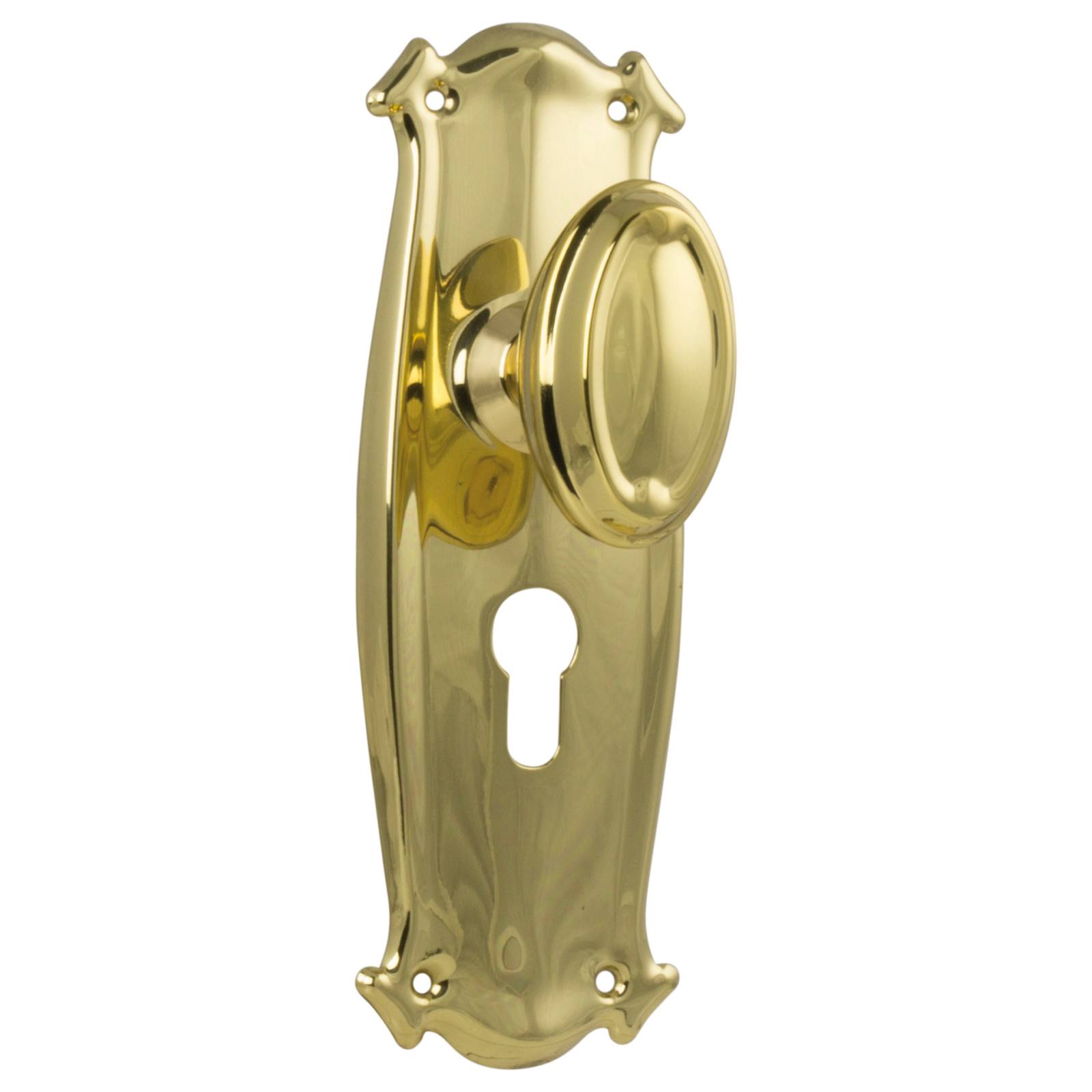 Bungalow Euro Knob Set, Polished Brass