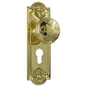 Nouveau Euro Knob Set, Polished Brass