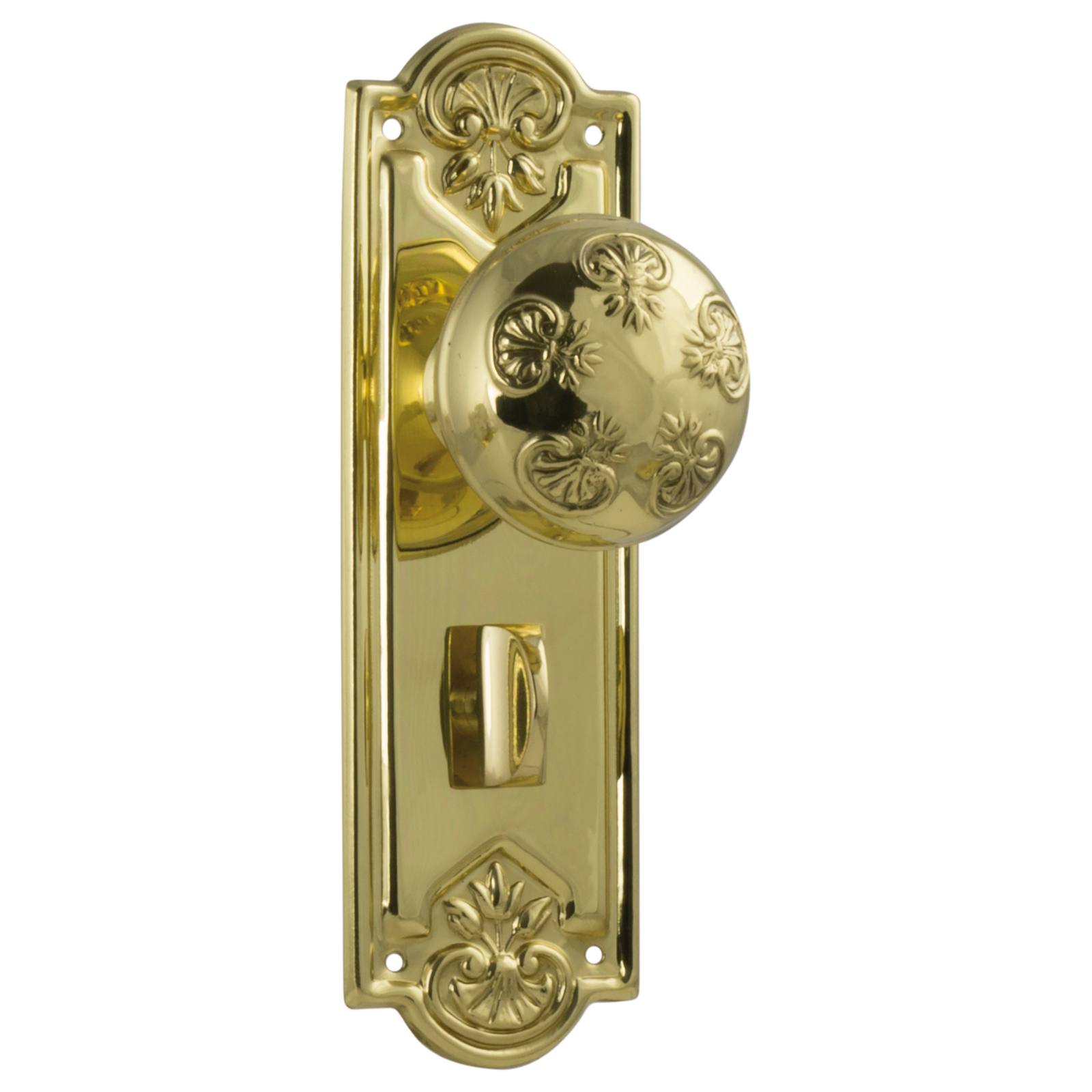 Nouveau Privacy Knob Set, Polished Brass