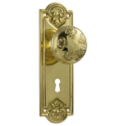 Nouveau Knob Lock Set, Polished Brass
