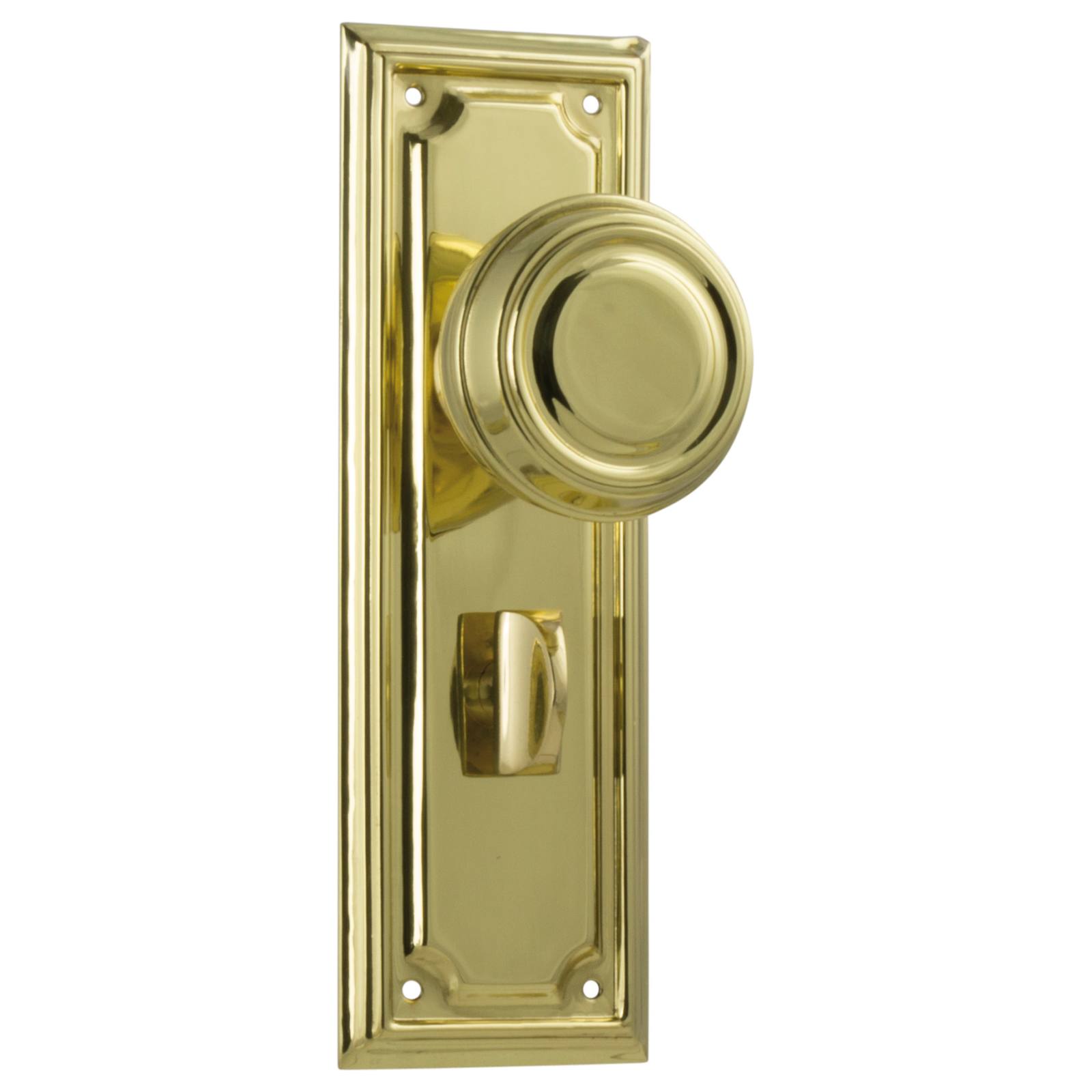 Edwardian Privacy Knob Set, Polished Brass