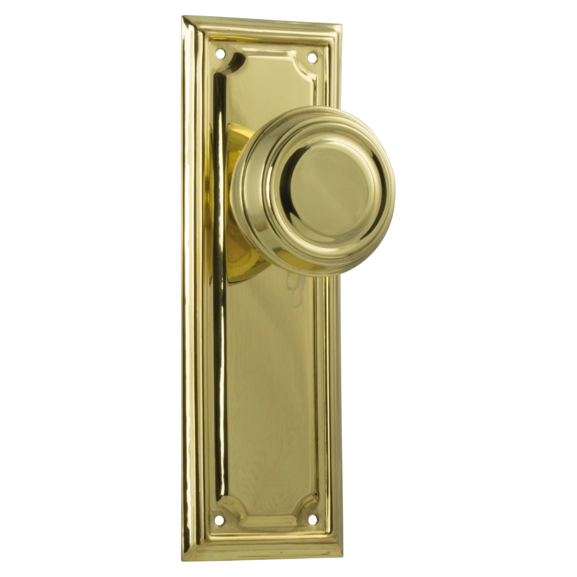Edwardian Knob Latch Set, Polished Brass