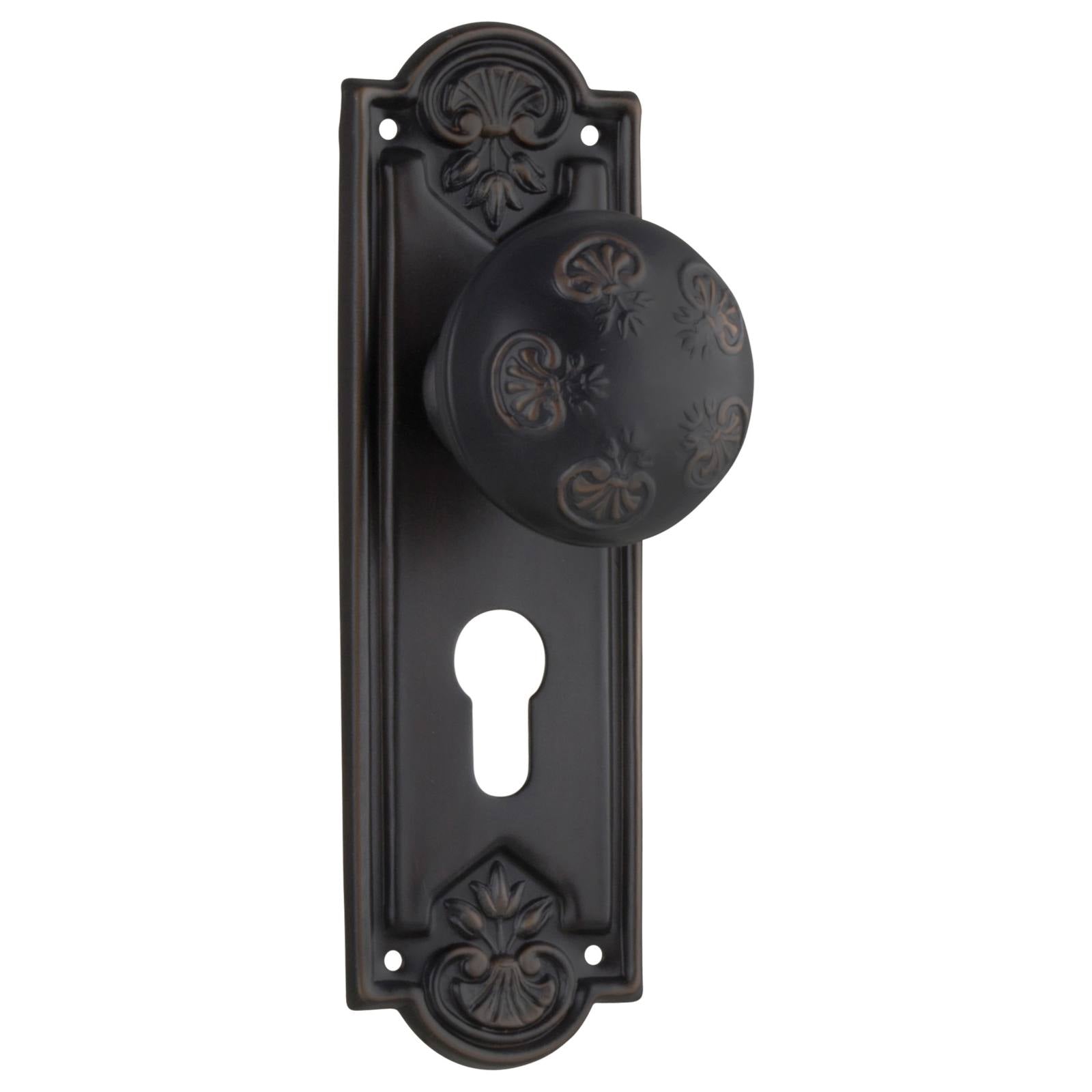 Nouveau Euro Knob Set, Antique Copper