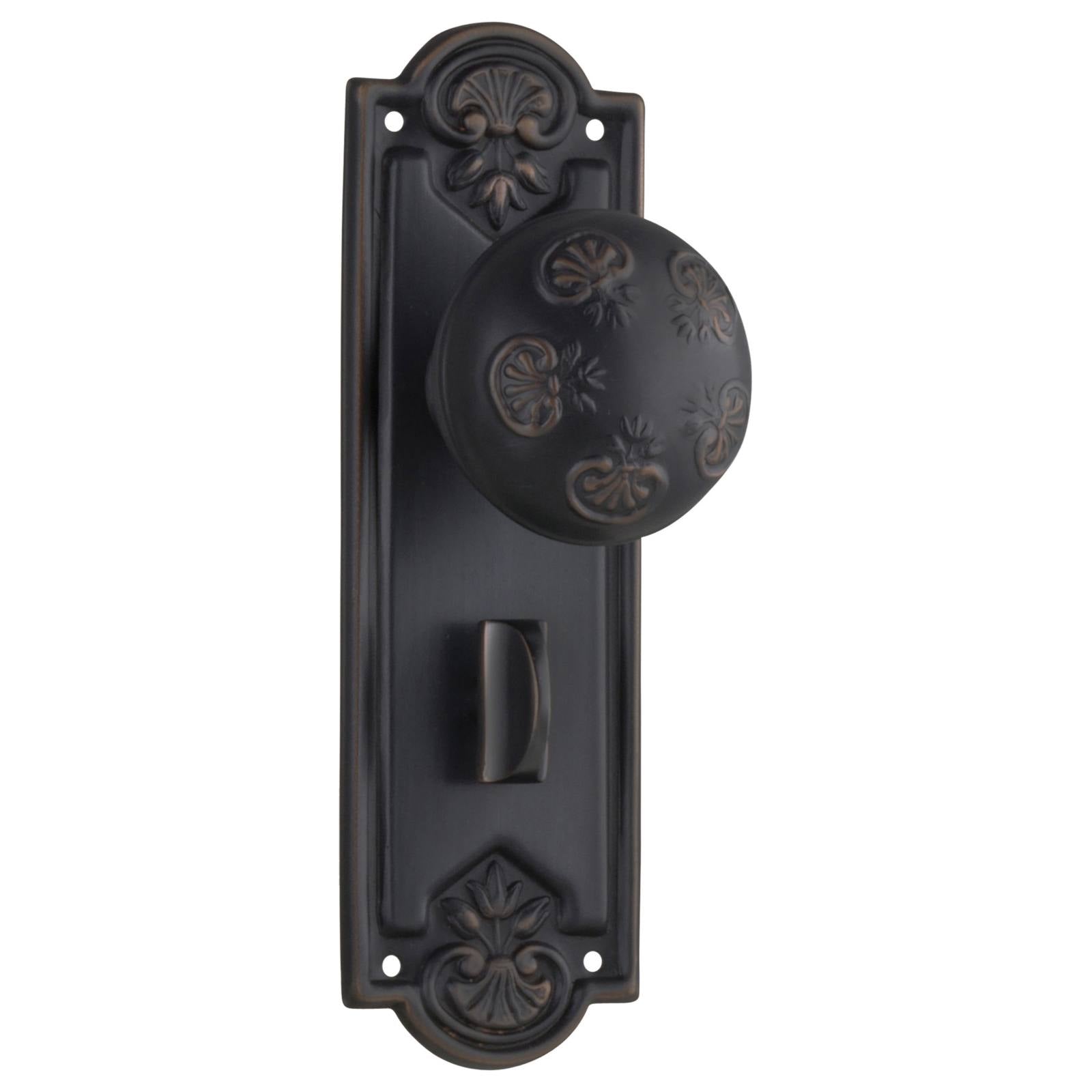 Nouveau Privacy Knob Set, Antique Copper