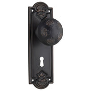 Nouveau Knob Lock Set, Antique Copper