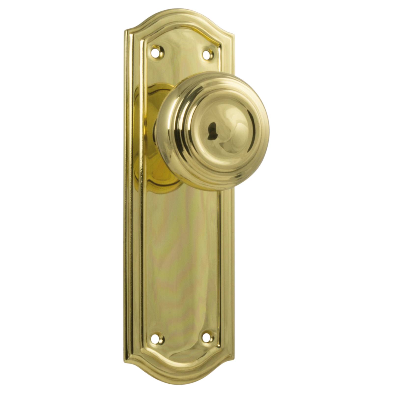 Kensington Knob Latch Set, Polished Brass