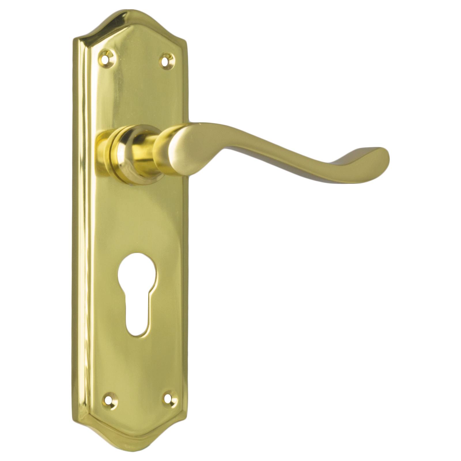 Henley Euro Lever Set, Polished Brass
