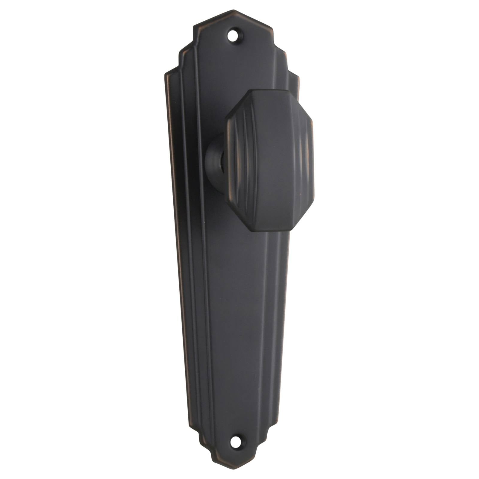 Original Art Deco Knob Latch Set, Antique Copper