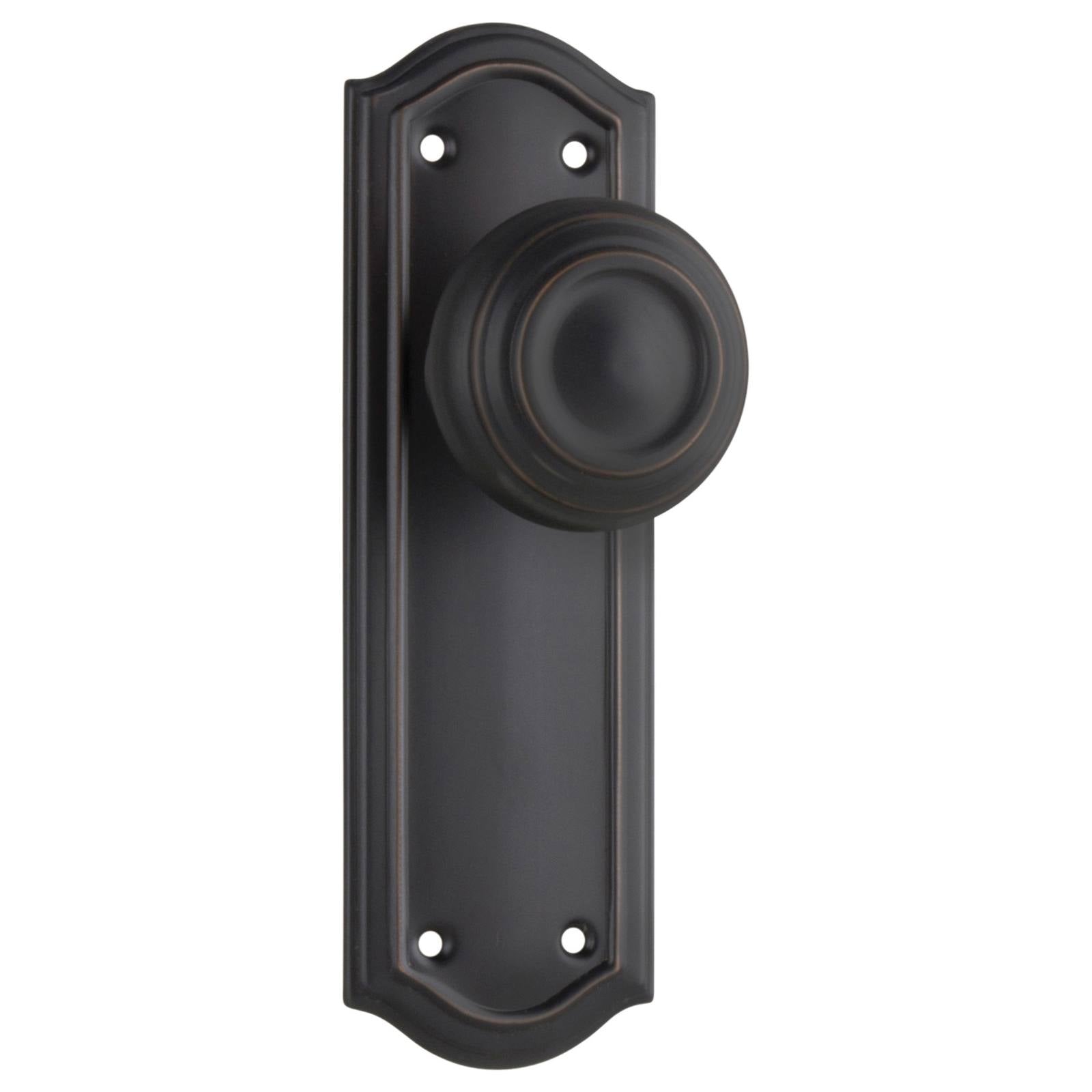 Kensington Knob Latch Set, Antique Copper