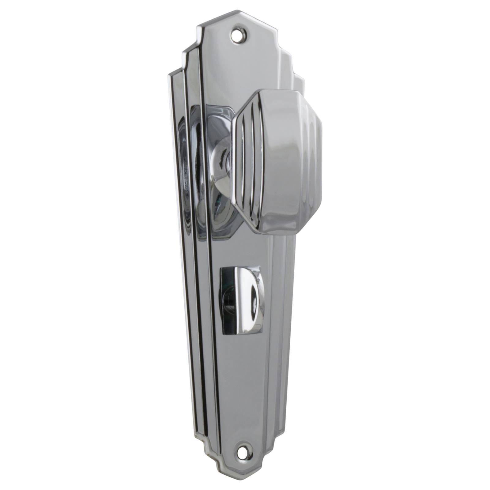 Original Art Deco Privacy Knob Set, Chrome