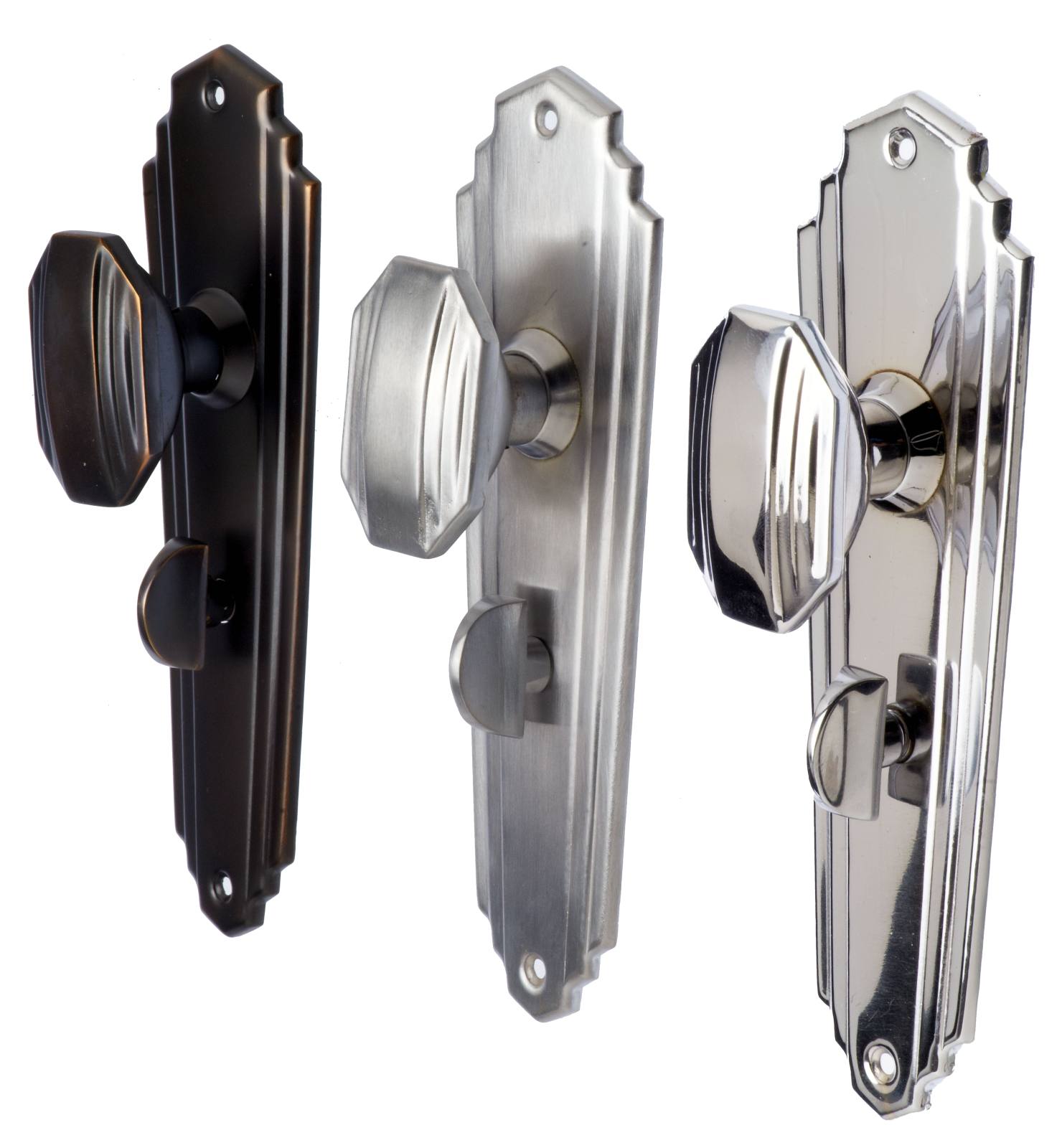 Original Art Deco Privacy Knob Set, Chrome