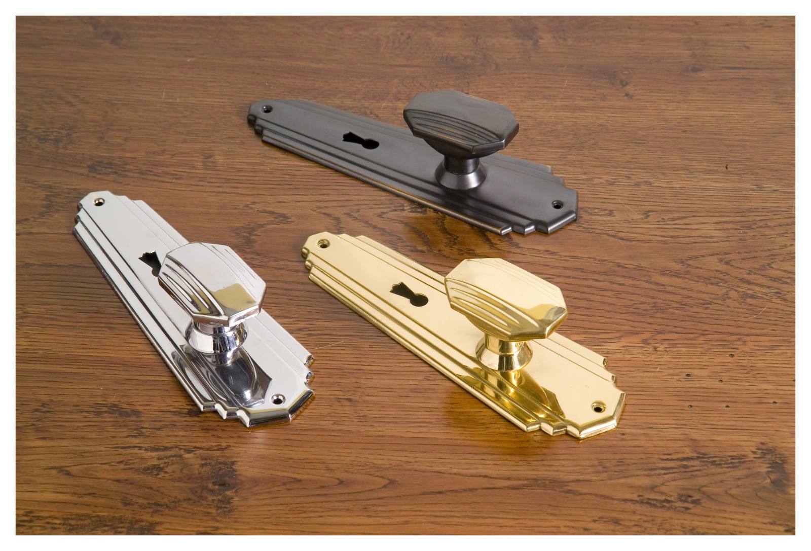 Original Art Deco Knob Lock Set, Chrome