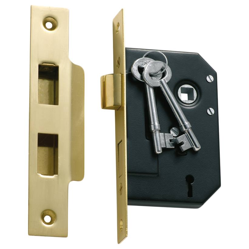 3 Lever Mortice Lock (44mm Backset), Pol Brass