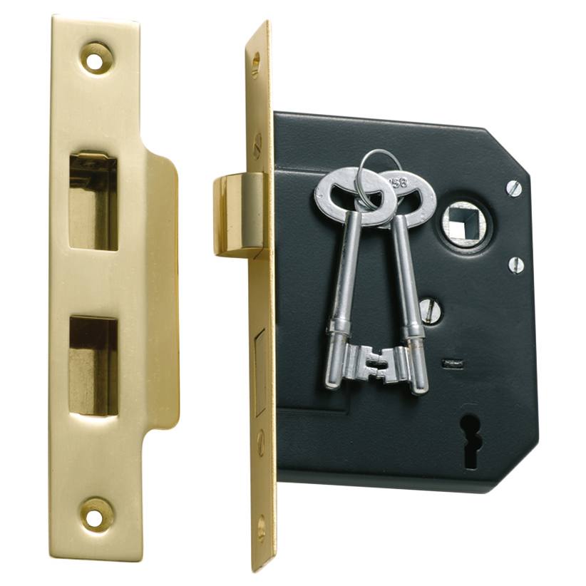 3 Lever Mortice Lock (57mm Backset), Pol Brass