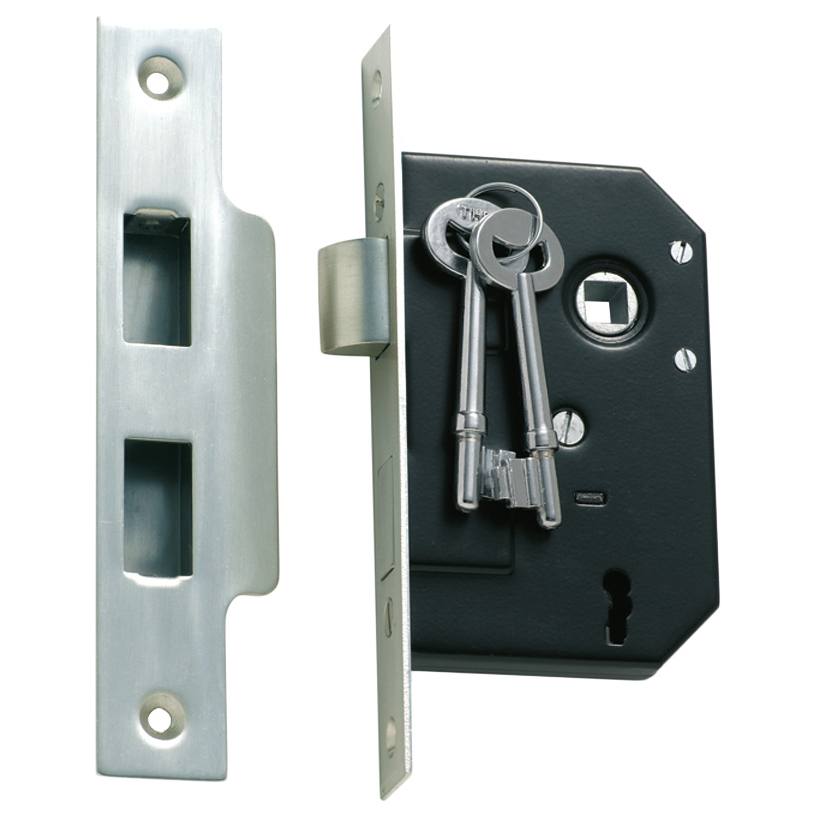 3 Lever Mortice Lock (44mm Backset), Sat Chrome