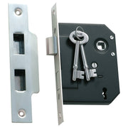 3 Lever Mortice Lock (57mm Backset), Sat Chrome
