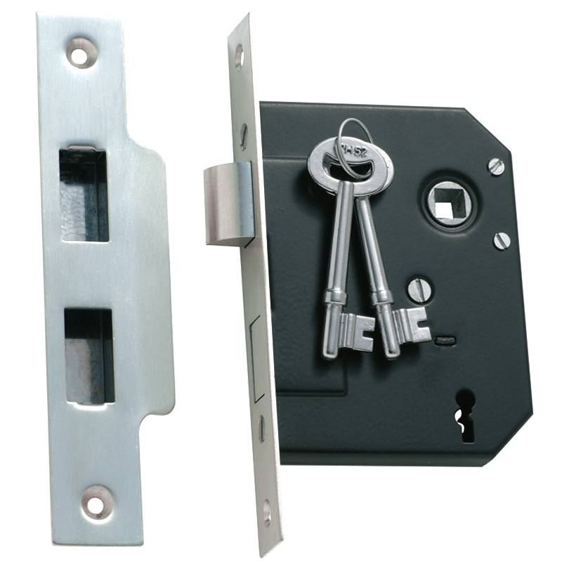 3 Lever Mortice Lock (57mm Backset), Sat Chrome