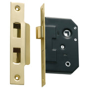 3 Lever Bathroom Lock (44mm Backset), Pol Brass