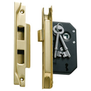 3 Lever Rebated Lock (44mm Backset), Pol Brass