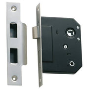 3 Lever Bathroom Lock (44mm Backset), Sat Chrome