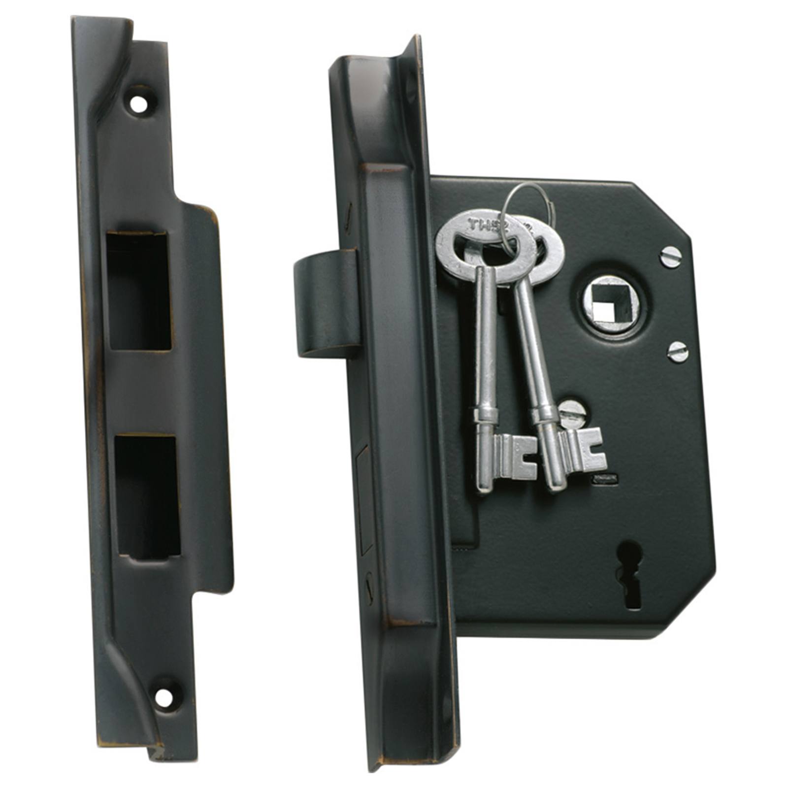 3 Lever Rebated Lock (57mm Backset), Atq Copper